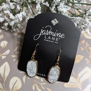 Jasmine Lane Gold and Silver Textured Earrings Hypoallergenic Druzy